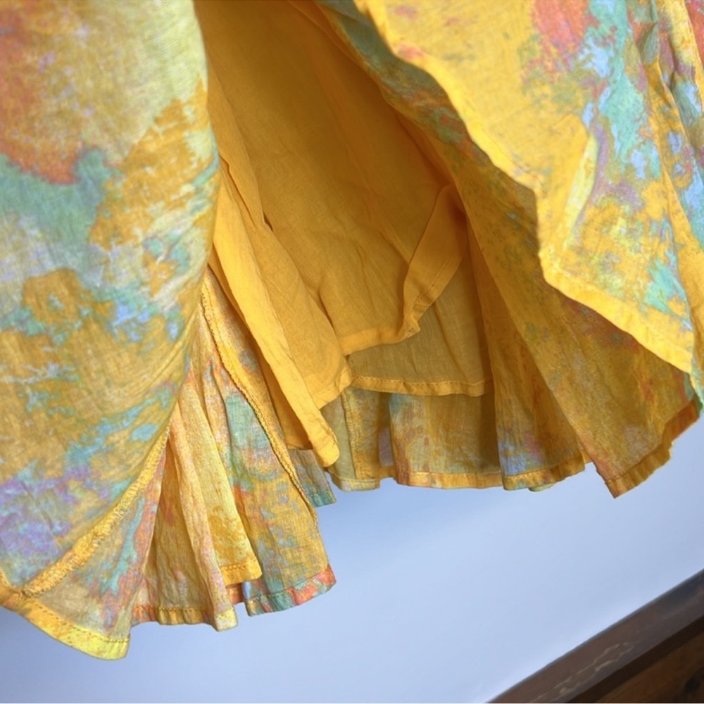 Free People Yellow Cotton Flowy Skirt- M - Picture 2 of 5